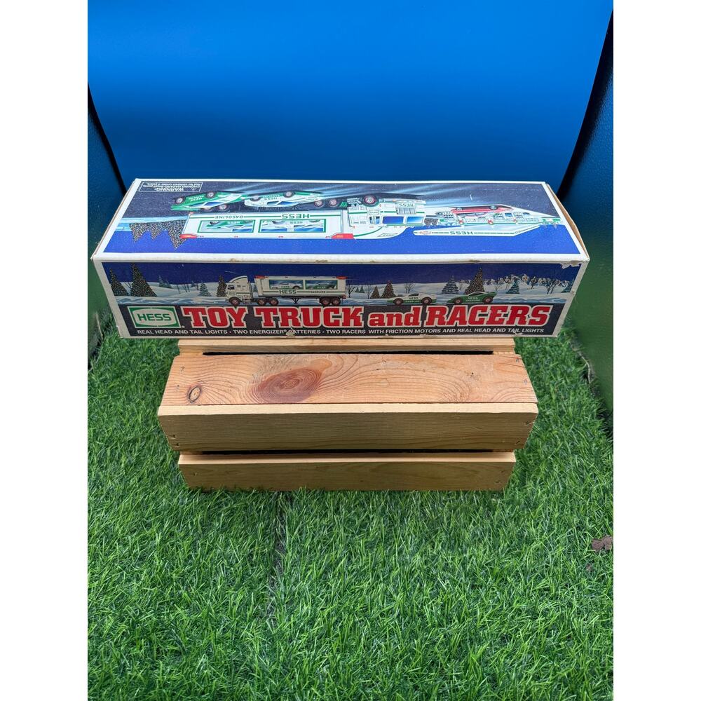 HESS Gasoline 1997 Toy Truck And Race Cars-Cars And Truck In Box-Used